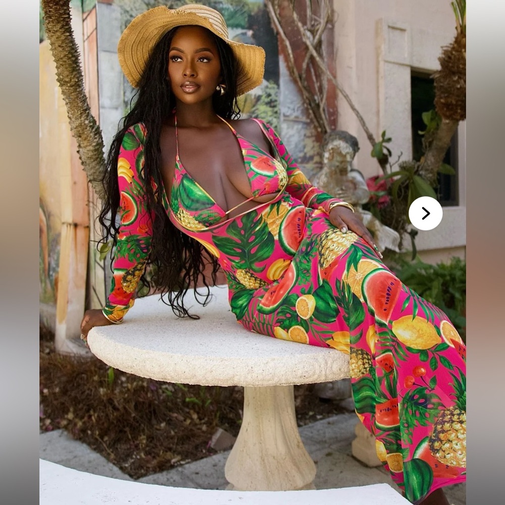 Summers In Tulum Mesh 3 Piece Sunsuit Set